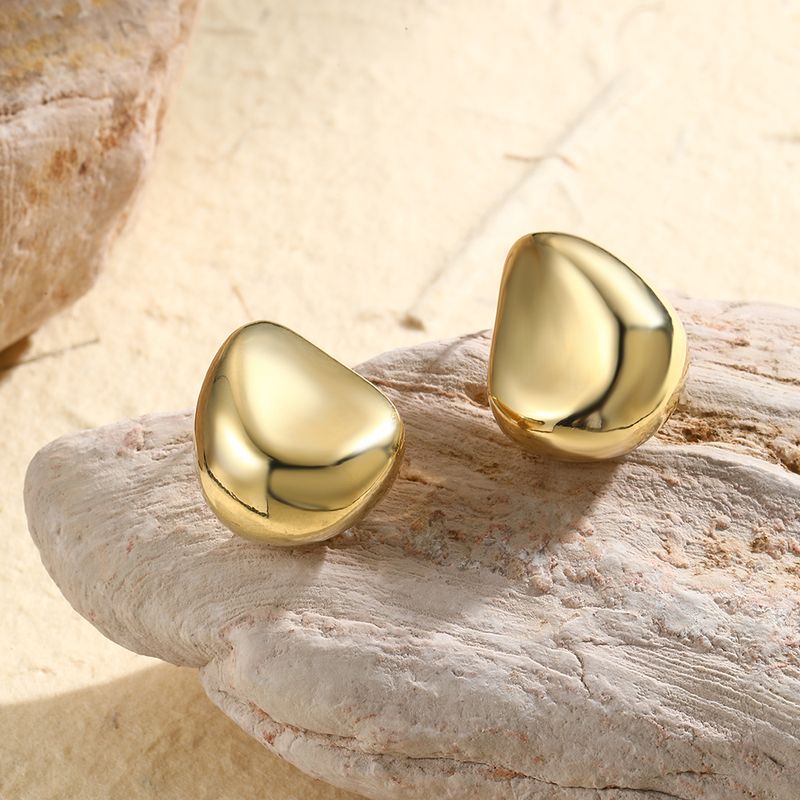 1 Pair Vintage Style Simple Style Shiny Irregular Water Droplets Plating Copper Brass White Gold Plated Gold Plated Ear Studs