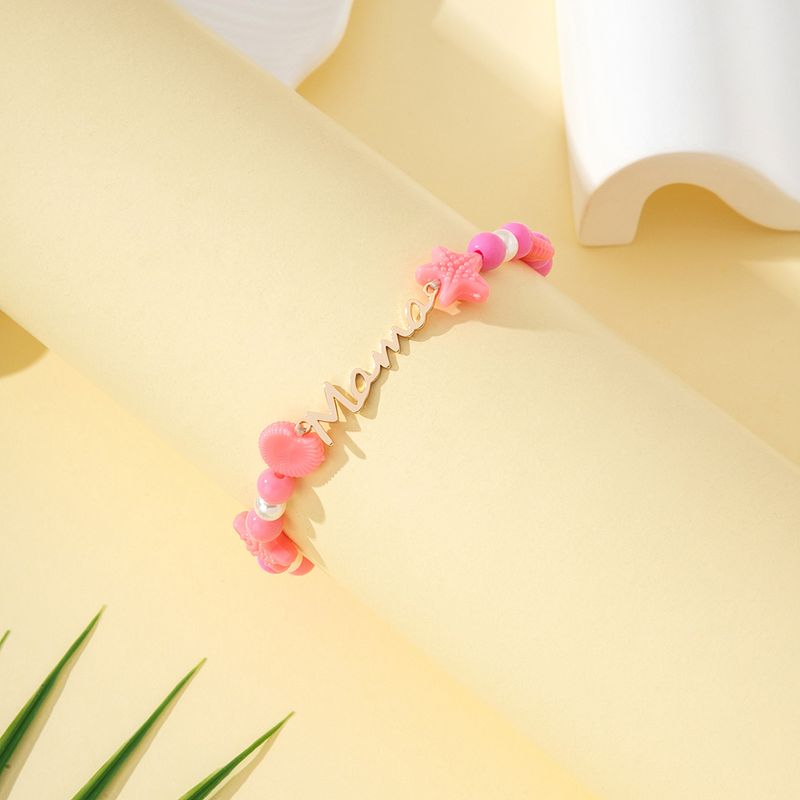 Cute Lady Sweet Letter Shell Arylic Imitation Shell Beaded Mother'S Day Women's Bracelets