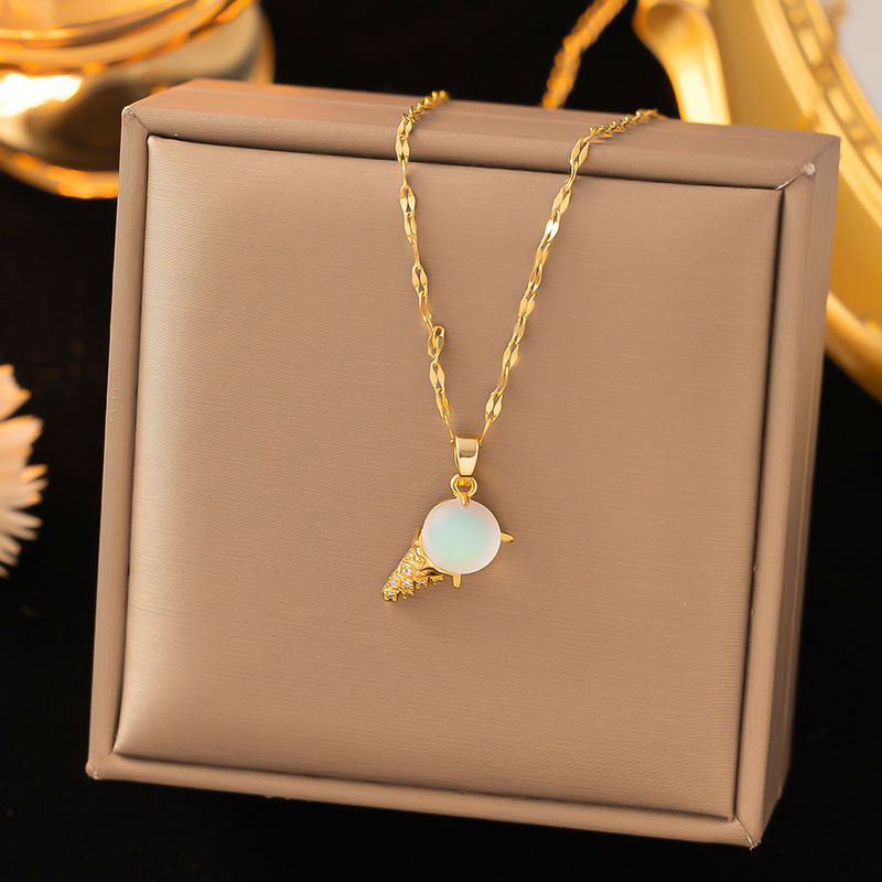 304 Stainless Steel Copper Casual Simple Style Ice Cream Pendant Necklace