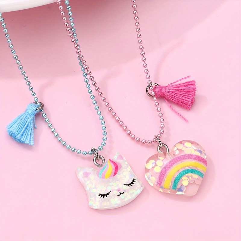 Süß Süss Regenbogen Katze Aryl Kupfer Großhandel Halskette Mit Anhänger