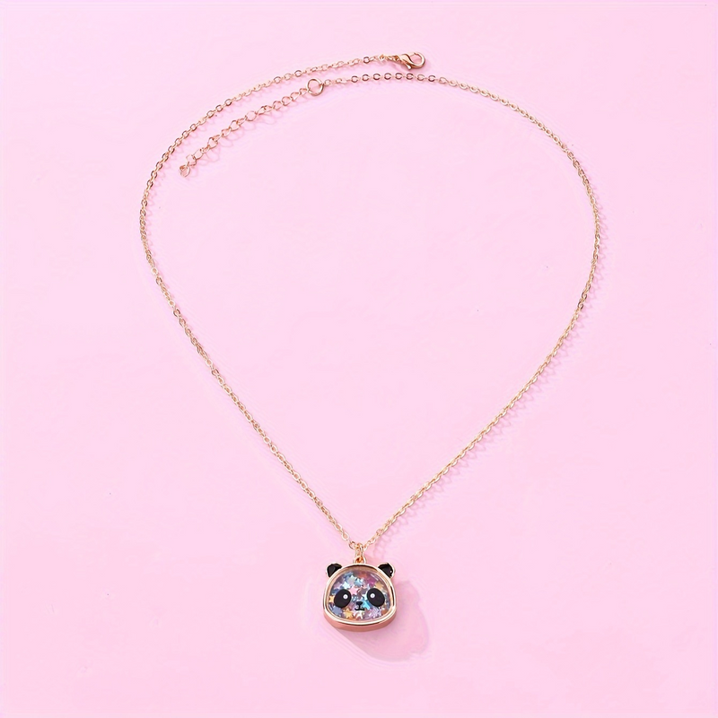 Wholesale Jewelry Cute Solid Color Panda Alloy Acetic Acid Sheets Zinc Pendant Necklace