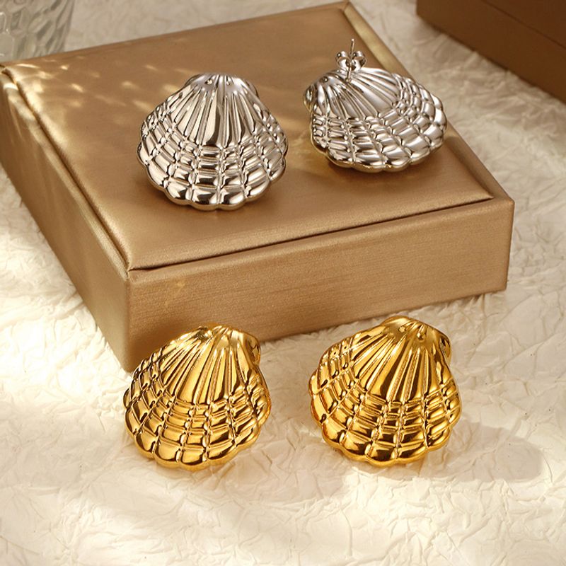 1 Pair Simple Style Classic Style Solid Color Plating 304 Stainless Steel Gold Plated Ear Studs