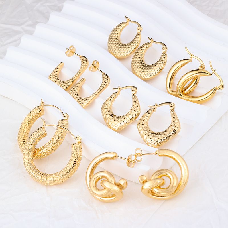 1 Pair IG Style Solid Color Plating 304 Stainless Steel Hoop Earrings