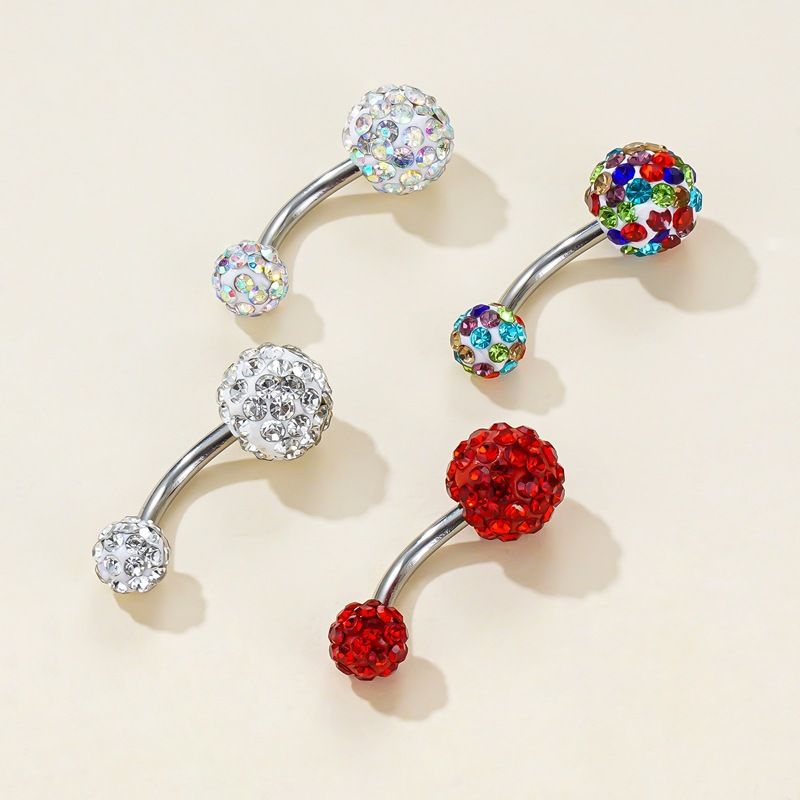 1 Piece Belly Rings Beach Simple Style Geometric 304 Stainless Steel Rhinestone Rhinestones Belly Rings