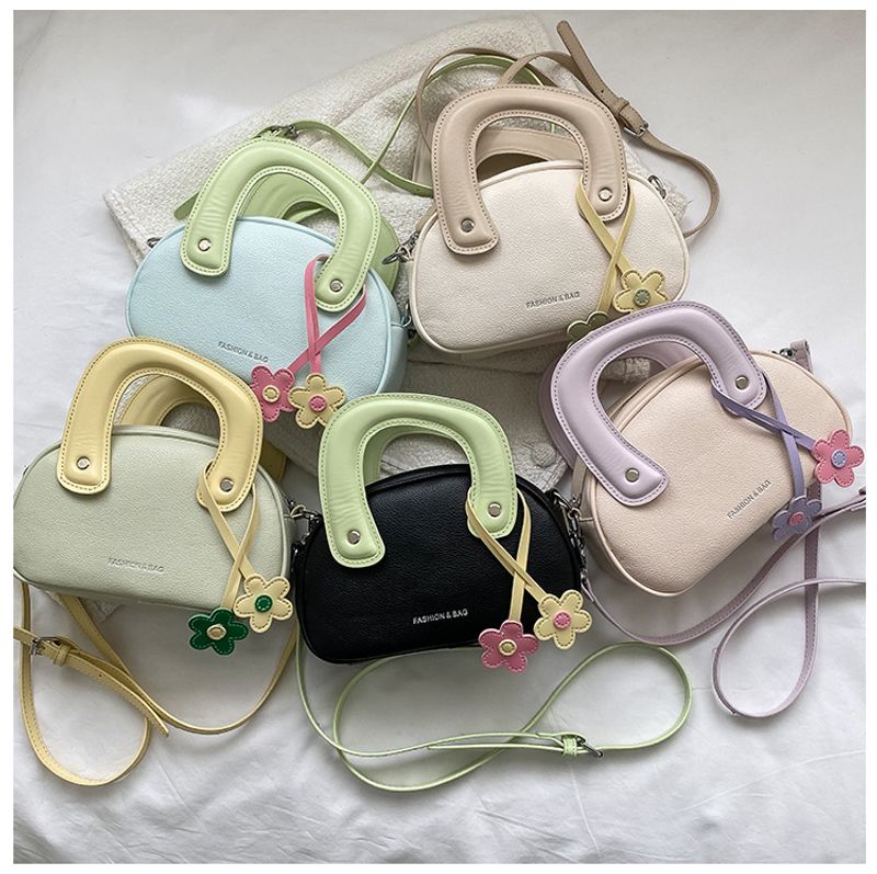 Women's Medium Pu Leather Color Block Solid Color Basic Zipper Crossbody Bag