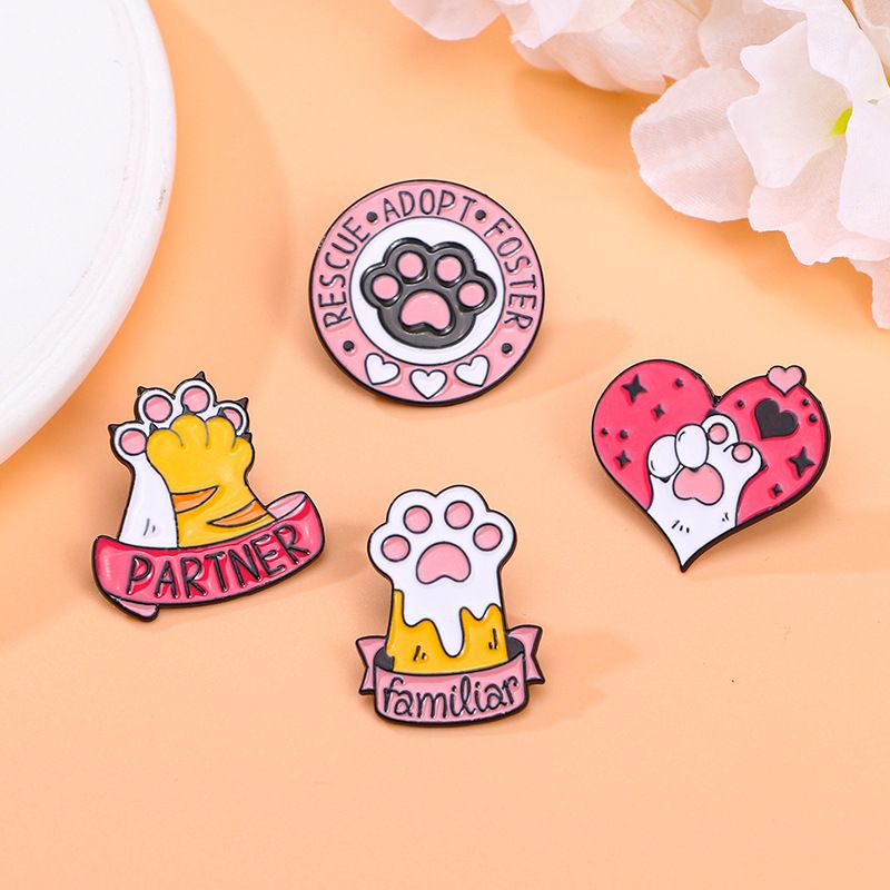 Cute Letter Paw Print Alloy Enamel Stoving Varnish Kid'S Brooches
