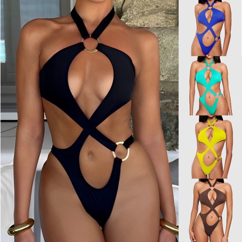 Mujeres Sexy Color Sólido 1 Pieza Bikinis Traje De Baño