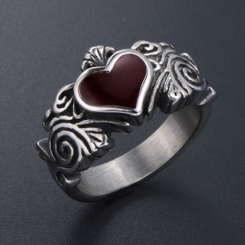 IG Style Classical Heart Shape Argyle 304 Stainless Steel Polishing Epoxy Unisex Rings