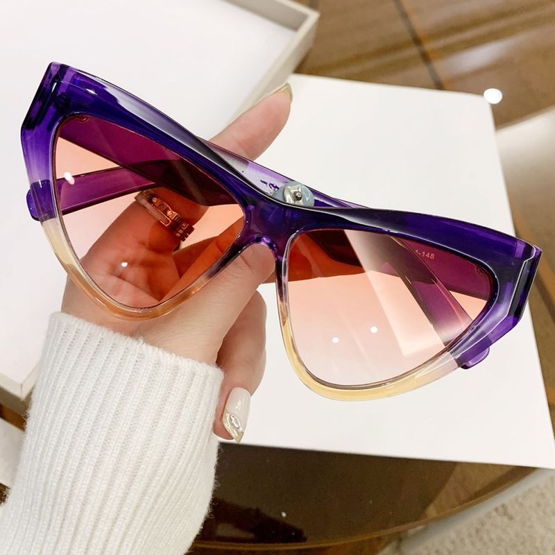 Elegant Simple Style Color Block Pc Cat Eye Full Frame Women's Sunglasses