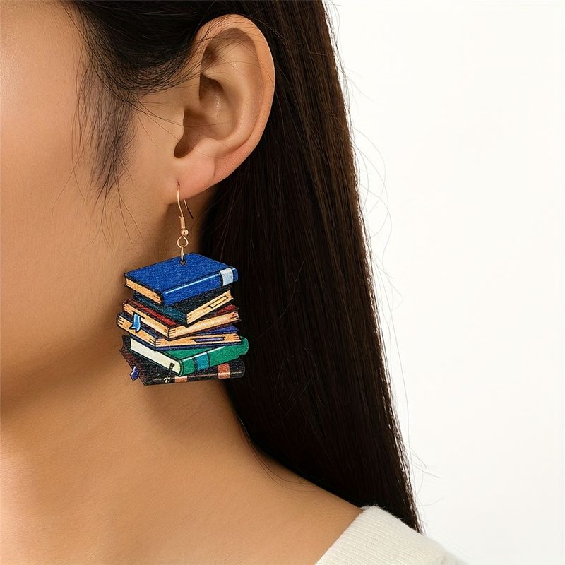 1 Pair IG Style Korean Style Book Wood Drop Earrings