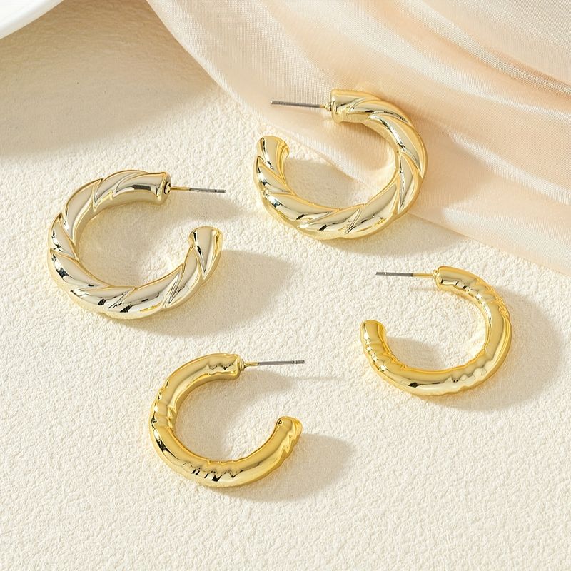 1 Set Modern Style Classic Style Commute Plaid Swirl Pattern Monogram Arylic Hoop Earrings