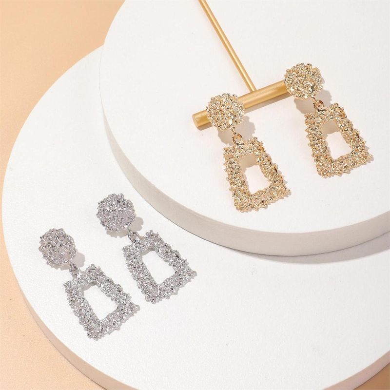1 Pair Casual Simple Style Streetwear Trapezoid Hollow Out Alloy Drop Earrings