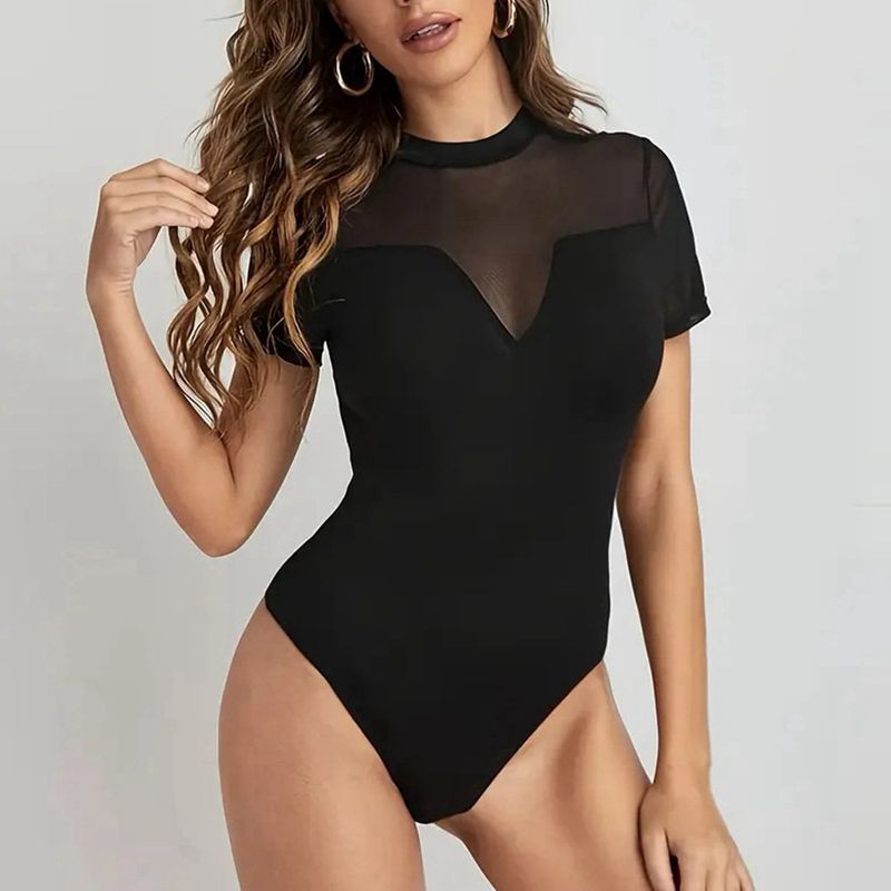 Women's Bodysuits Short Sleeve Bodysuits Sexy Solid Color