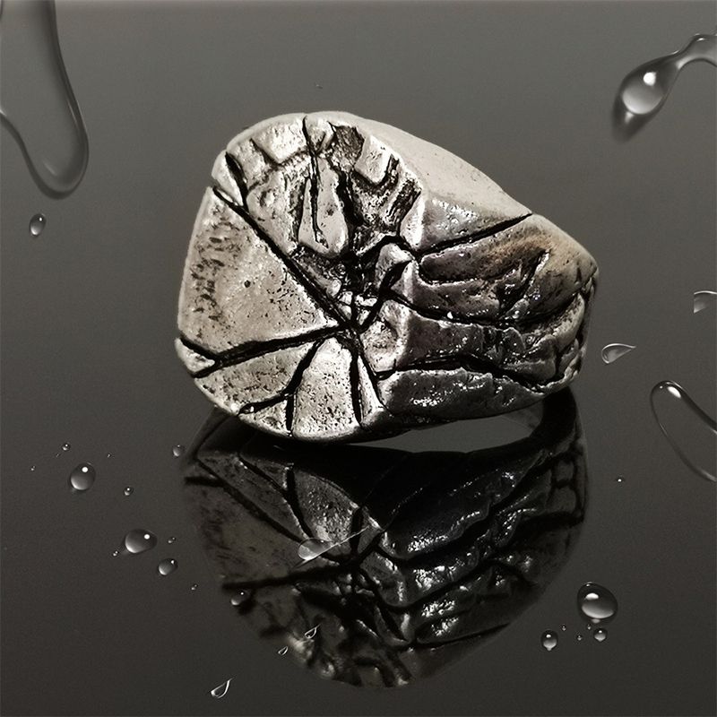 Classical Gothic Rock Crack Alloy Plating Silver Plated Men's Rings