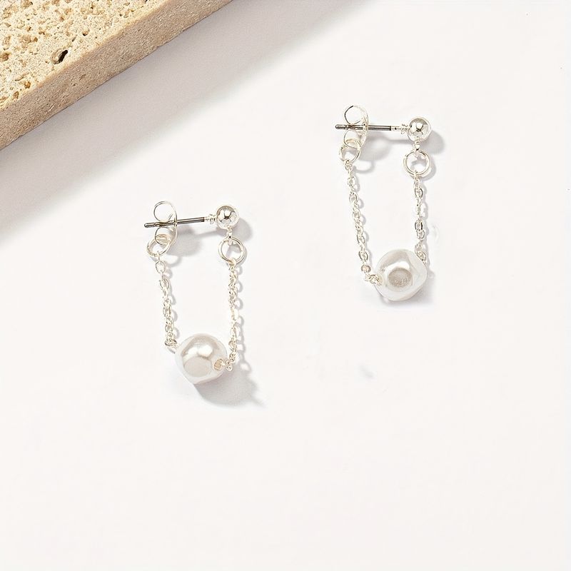 1 Pair Basic Simple Style Classic Style Geometric Imitation Pearl Alloy Plastic Earrings