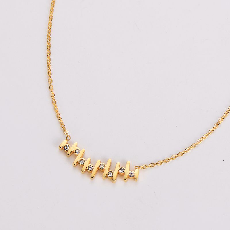 304 Stainless Steel 18K Gold Plated Rose Gold Plated Simple Style Classic Style Plating Inlay Notes Rhinestones Necklace