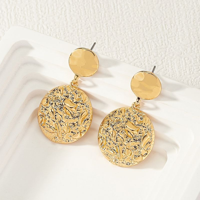1 Pair Elegant Lady Round Alloy Gold Plated Drop Earrings