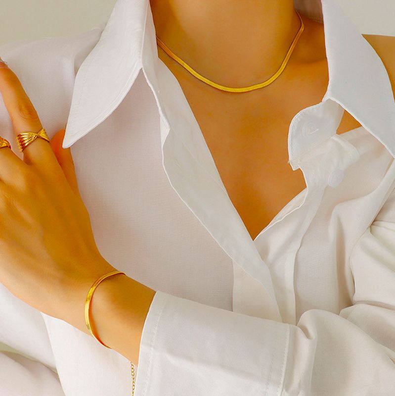 Acero Titanio Chapados en oro de 18k Estilo Moderno Estilo Clásico Enchapado Geométrico Color Sólido Pulsera Collar