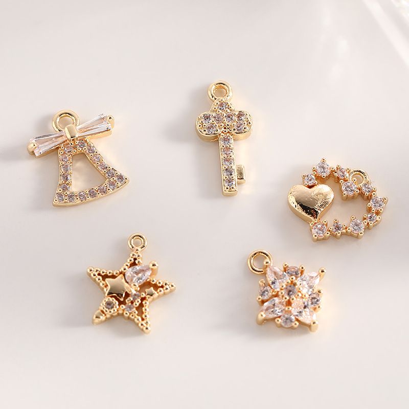 Basic Modern Style Classic Style Star Key Bell 14K Gold Plated Zircon Copper Wholesale Jewelry Accessories