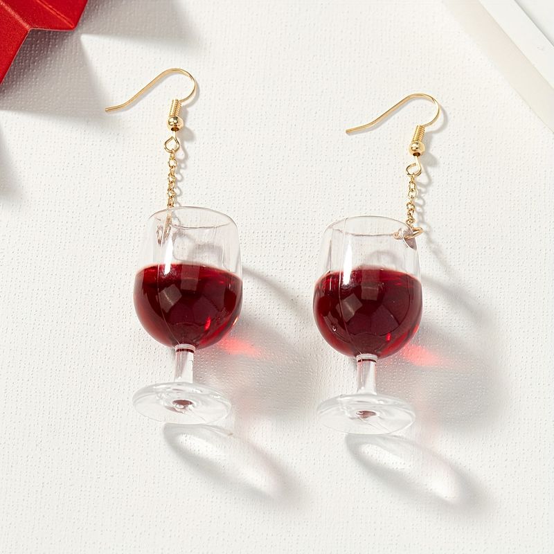 1 Pair Basic Modern Style Classic Style Wine Glass Arylic Alloy Drop Earrings