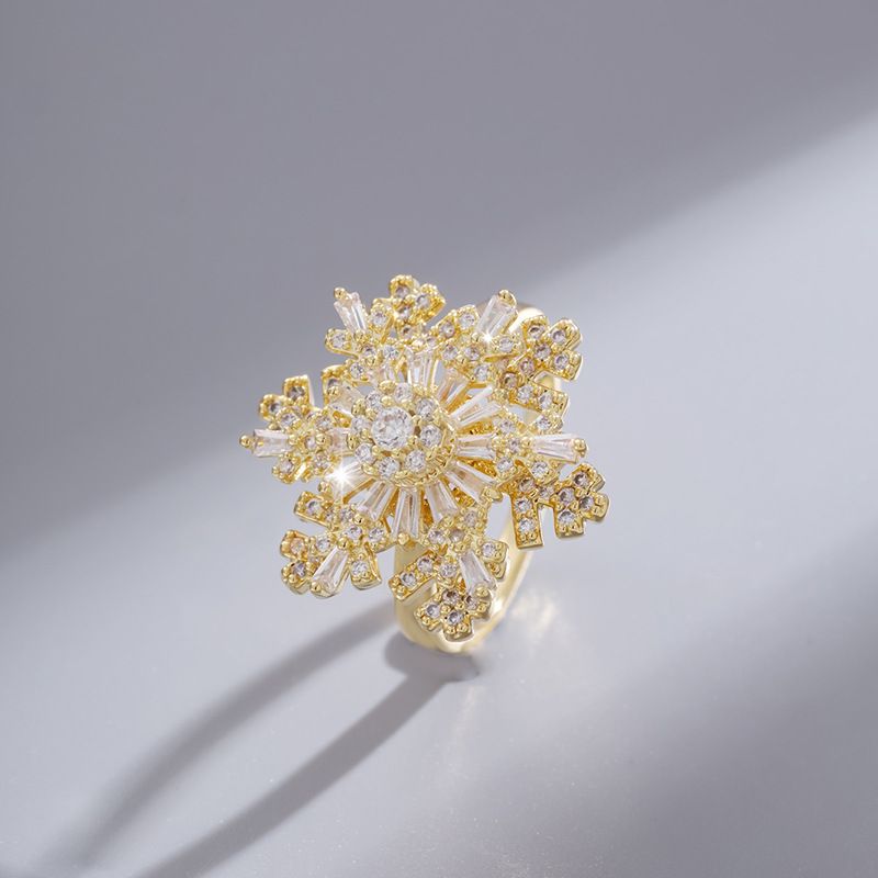 Copper Elegant Lady Snowflake Open Rings