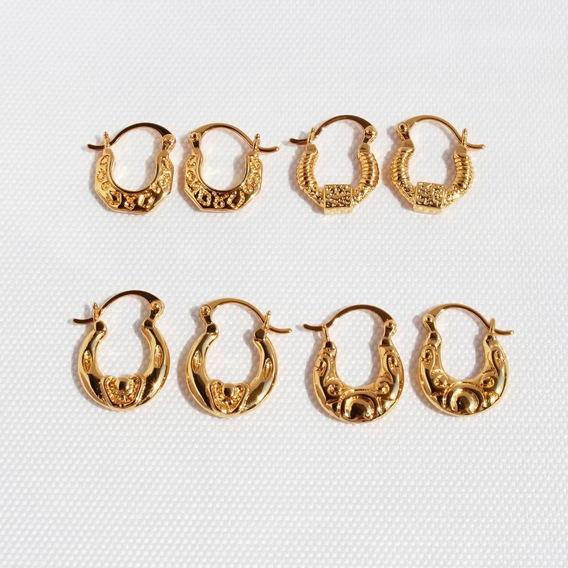 1 Pair Simple Style Classic Style U Shape Constellation Plating Brass 18K Gold Plated Earrings
