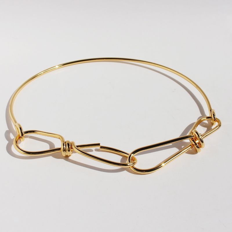 Messing 18 Karat Vergoldet Übertrieben Einfacher Stil Überzug Geometrisch Knoten Halskette