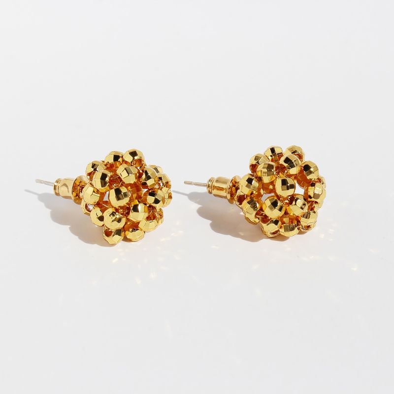 1 Pair Streetwear Solid Color Plating Brass 18K Gold Plated Ear Studs