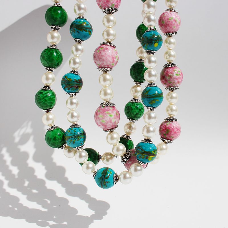 Freshwater Pearl Brass Elegant Simple Style Beaded Geometric Earrings Necklace