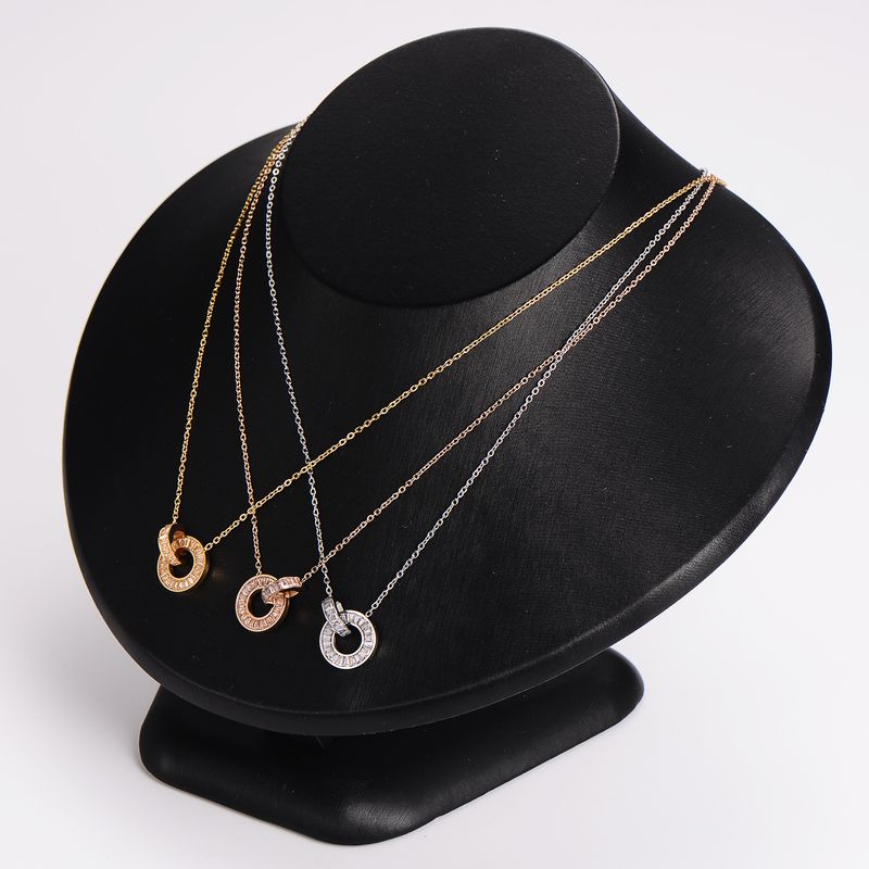 304 Stainless Steel 18K Gold Plated Rose Gold Plated Basic Plating Inlay Solid Color Rhinestones Pendant Necklace