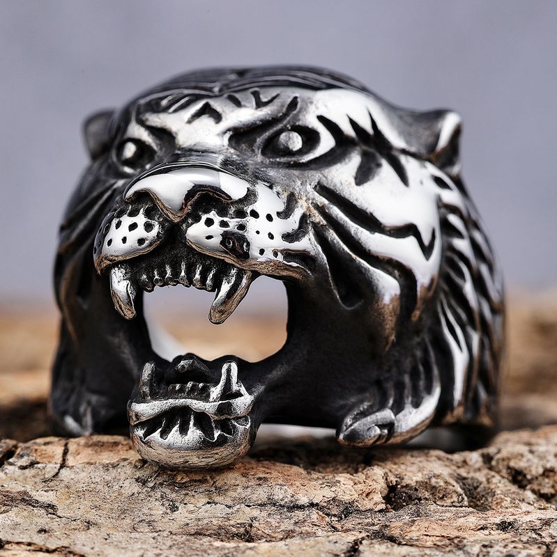 Hip-Hop Streetwear Lion 304 Stainless Steel Rings In Bulk