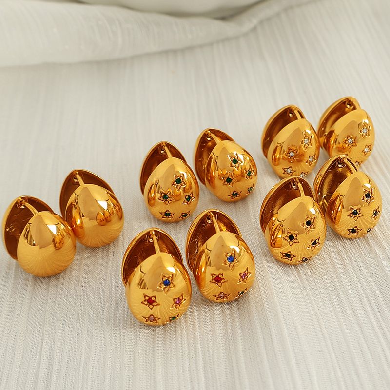 1 Pair Retro Luxurious Modern Style Round Plating Inlay 304 Stainless Steel Rhinestones 18K Gold Plated Ear Studs