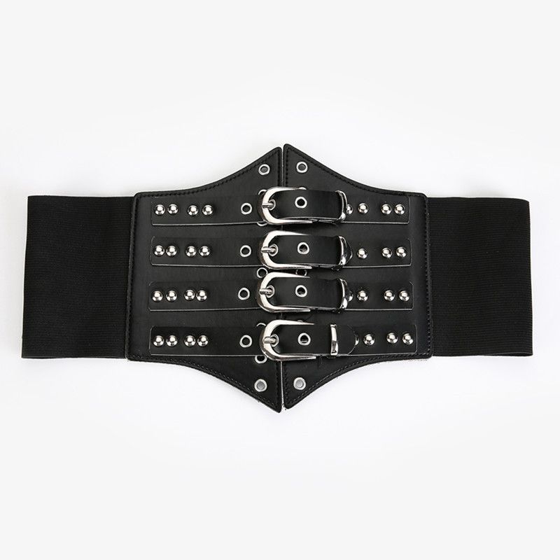 Punk Cool Style Geometric Pu Leather Elastic Band Women's Leather Belts