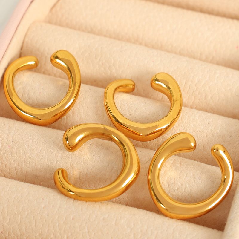 1 Pair Simple Style C Shape Polishing Plating 304 Stainless Steel 18K Gold Plated Ear Studs