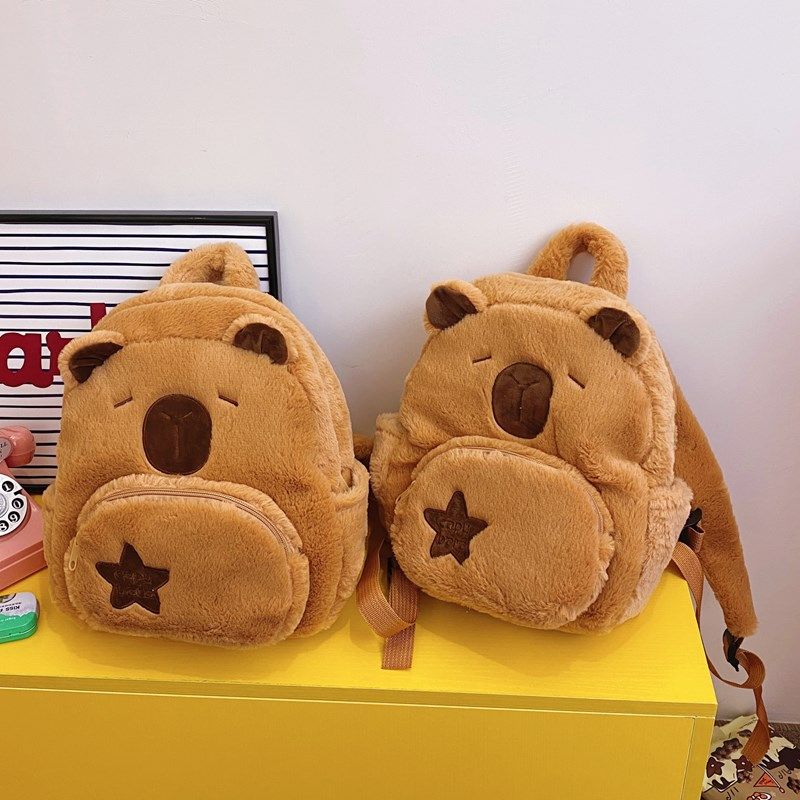 2024 New Plush Backpack Cute Wild Fur Bag Female Cartoon Student Backpack