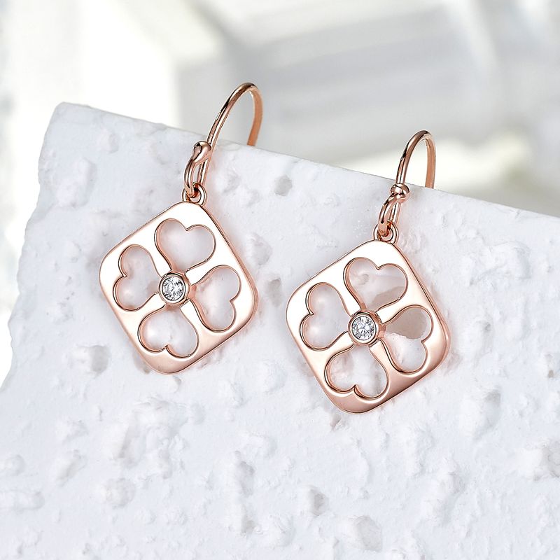1 Pair IG Style Casual Elegant Heart Shape Petal Plating Inlay Sterling Silver Zircon Rose Gold Plated Drop Earrings