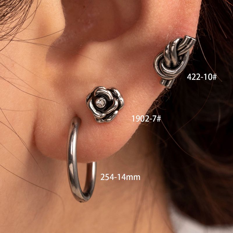 1 Piece Hip-Hop Retro Round Inlay Copper Zircon Ear Studs