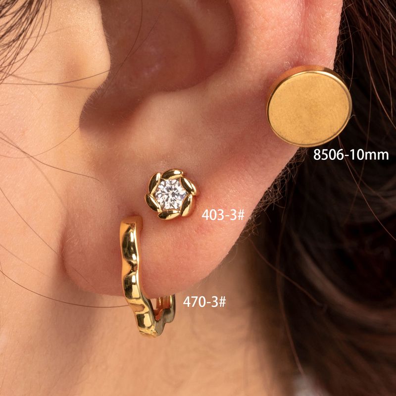 1 Piece Casual Simple Style Flower Inlay Copper Zircon Ear Studs