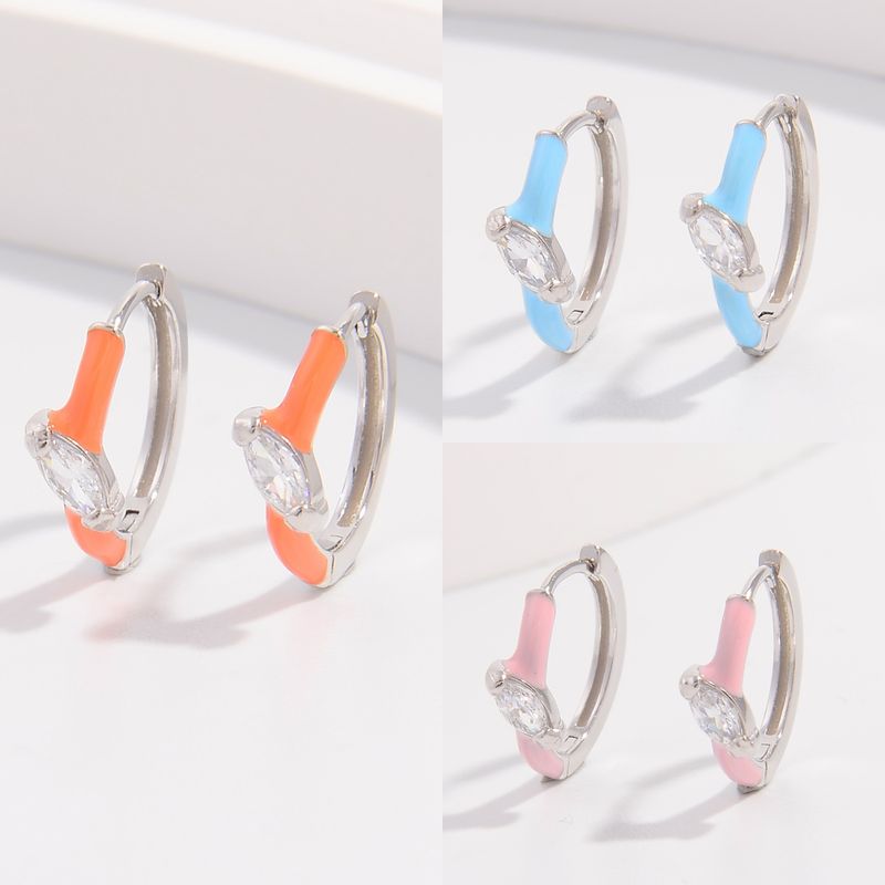 1 Pair IG Style Fairy Style Modern Style Round Plating Inlay Sterling Silver Zircon White Gold Plated Hoop Earrings