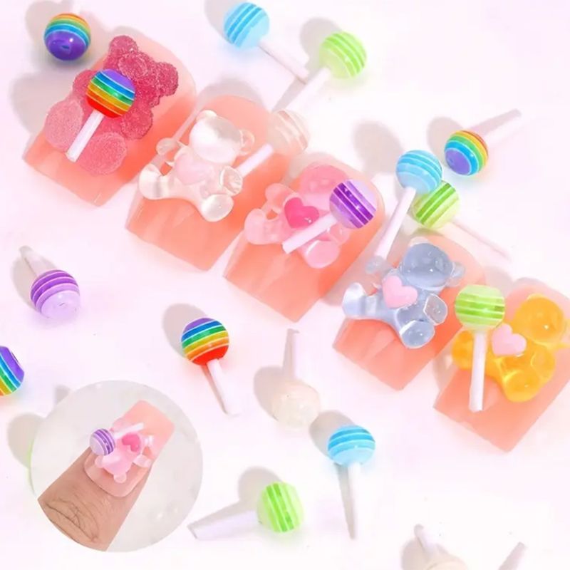 Cute Lollipop Resin Nail Decoration Accessories 100 PCS/Package