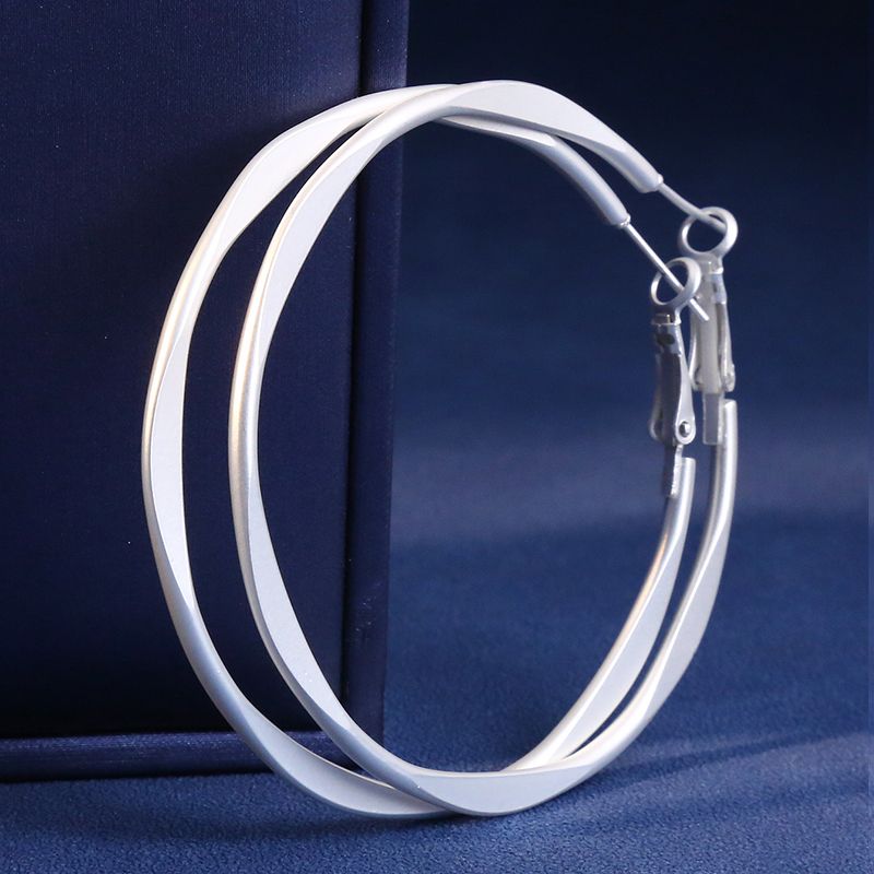 1 Pair Simple Style Round Solid Color Alloy Hoop Earrings