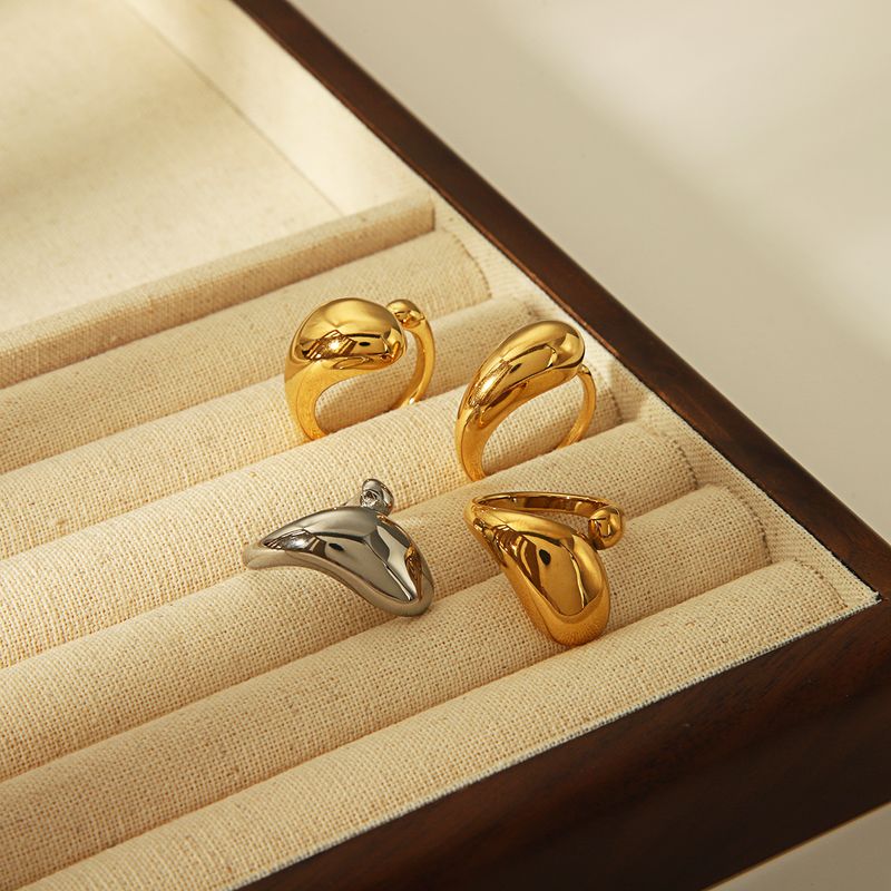 Edelstahl 304 18 Karat Vergoldet Basic Einfacher Stil Pendeln Überzug Einfarbig Offener Ring