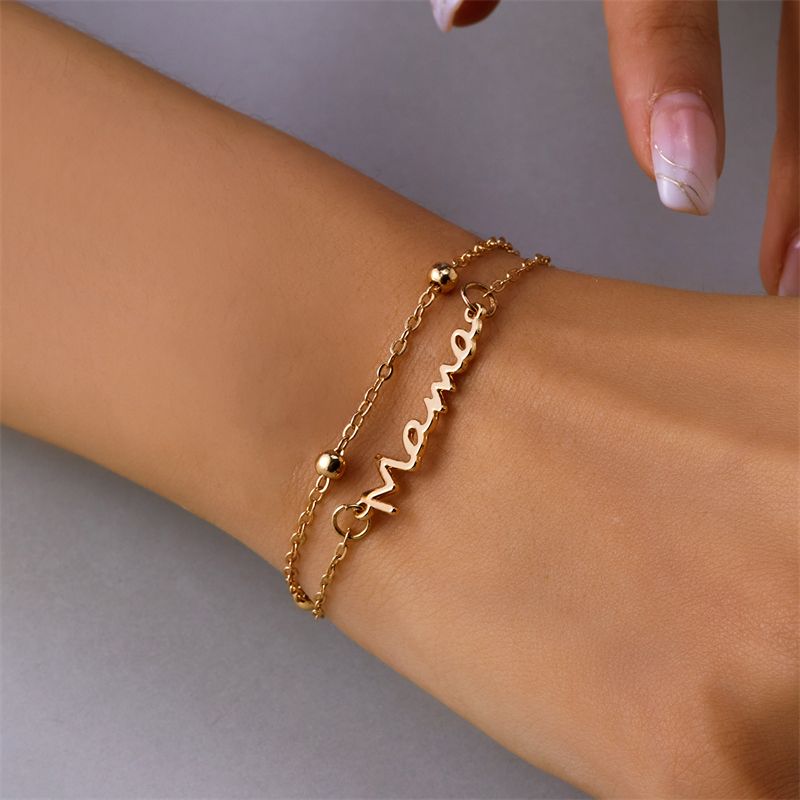 Wholesale Jewelry Elegant MAMA Simple Style Letter Alloy Copper Plating Bracelets