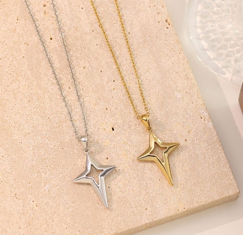 304 Stainless Steel Titanium Steel 18K Gold Plated Elegant Simple Style Plating Solid Color Pendant Necklace