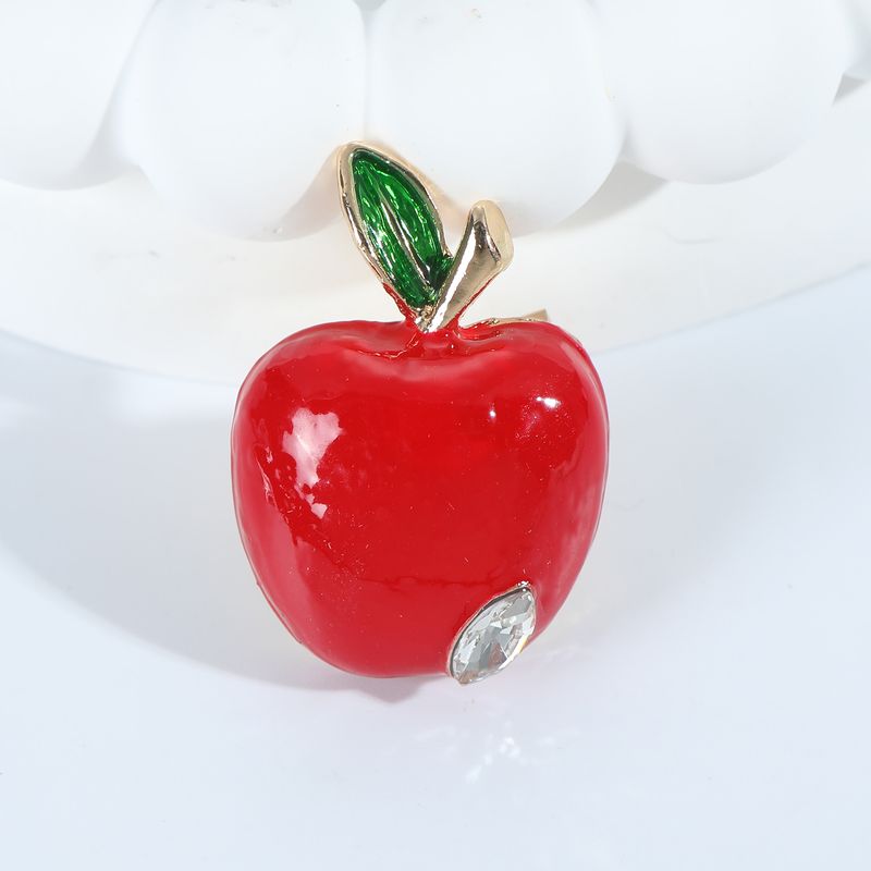 Glam Cute Apple Alloy Inlay Rhinestones Women's Brooches 1 Piece