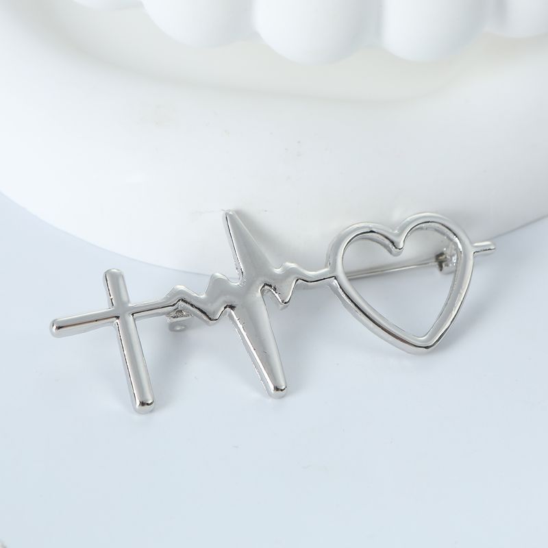 Romantic Simple Style Electrocardiogram Alloy Asymmetrical Hollow Out Women's Brooches 1 Piece