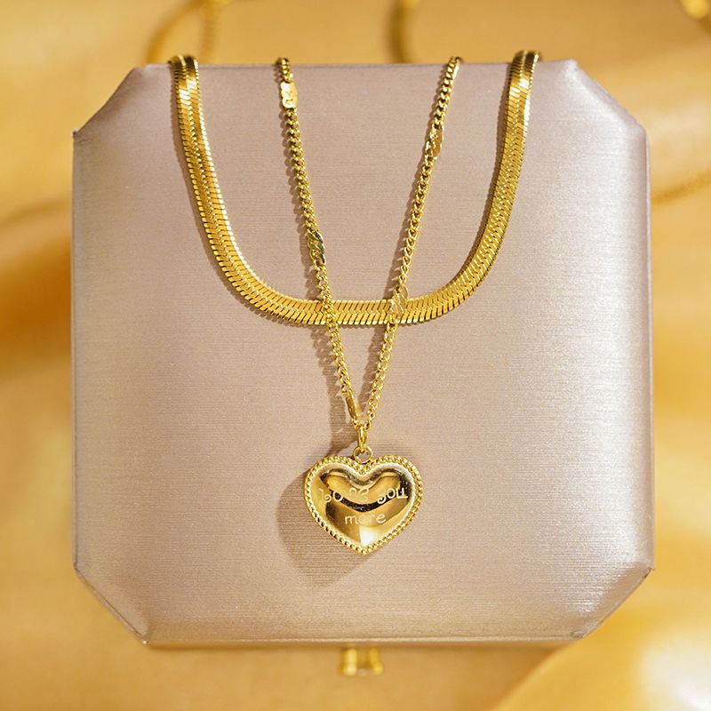 304 Stainless Steel 18K Gold Plated IG Style Fairy Style Elegant Heart Shape Pendant Necklace