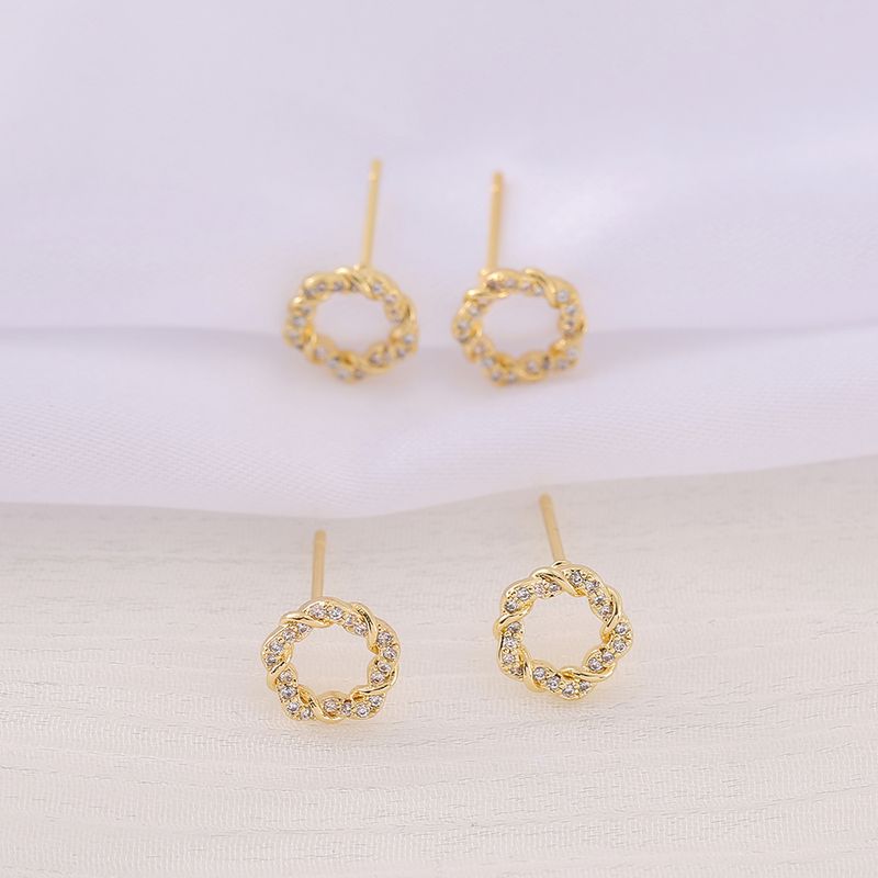 1 Par 9x9MM Cobre Circón Chapados en oro de 18k Guirnalda Pulido Hallazgos De Aretes