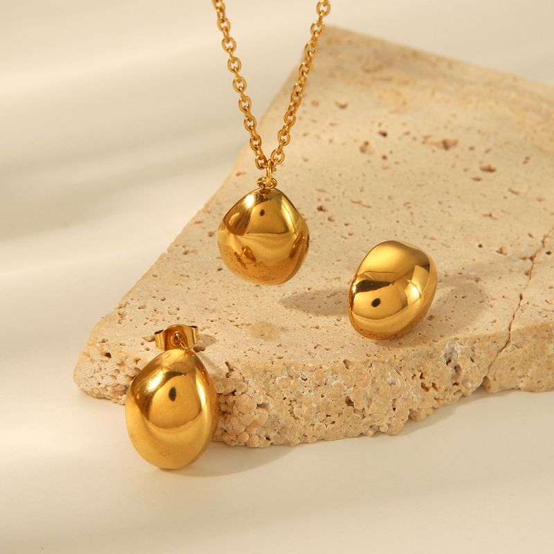 Edelstahl 304 18 Karat Vergoldet IG-Stil Klassischer Stil Polieren Überzug Irregulär Einfarbig Ohrringe Halskette
