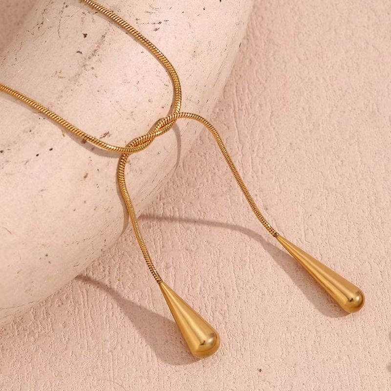 Edelstahl 304 18 Karat Vergoldet IG-Stil Retro Einfacher Stil Einfarbig Halskette Mit Anhänger